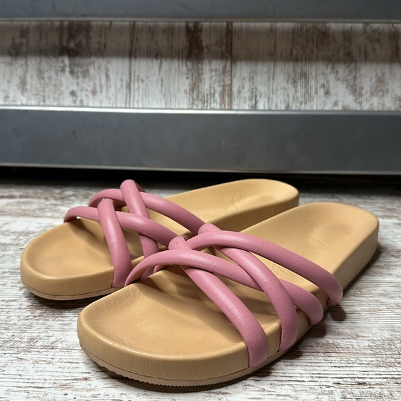 J. Crew Cream & Pink Slides Women’s Sz 10 - Picture 9 of 11